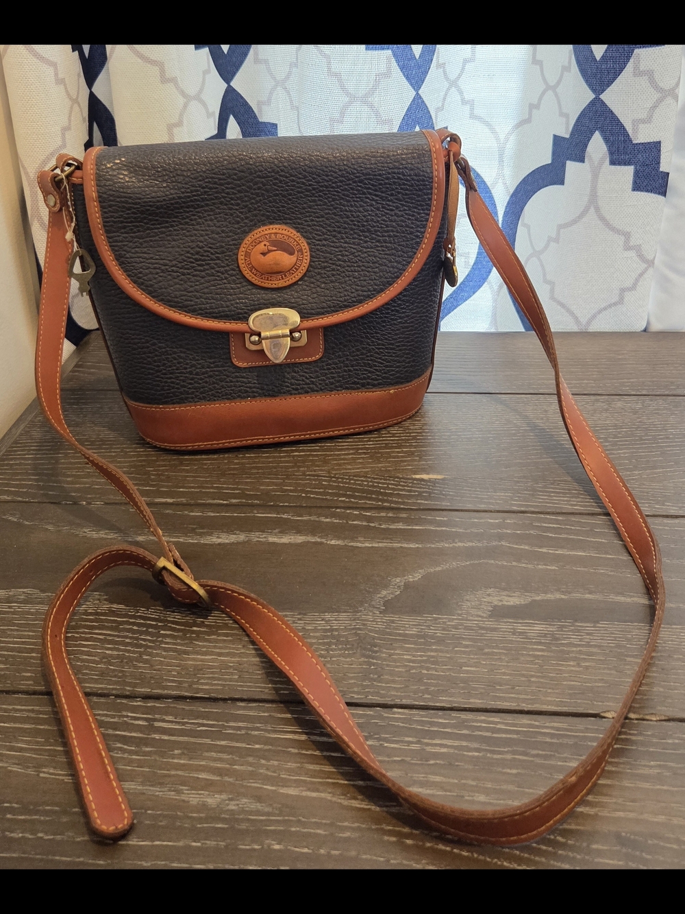 Dooney & Bourke Black and Brown Pebble Leather Crossbody Bag